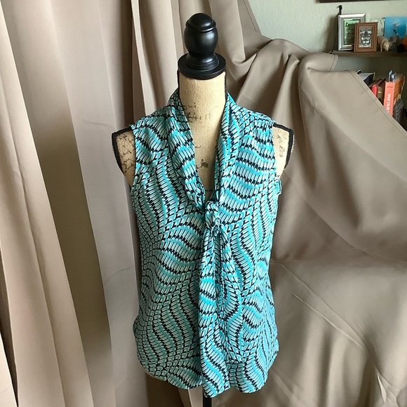 9&Co. Tops - Elegant Teal Patterned Women's Blouse